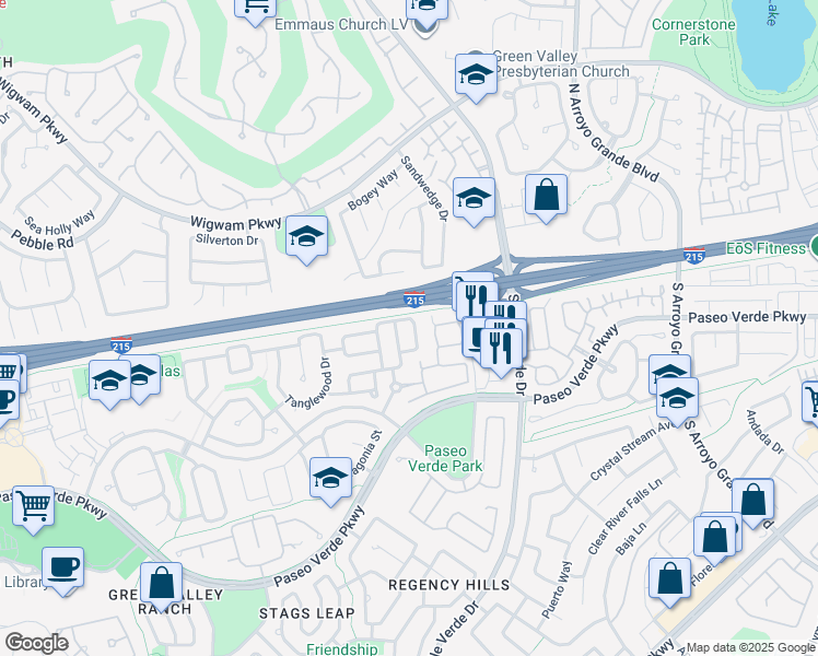 map of restaurants, bars, coffee shops, grocery stores, and more near 1869 Mesquite Canyon Drive in Henderson