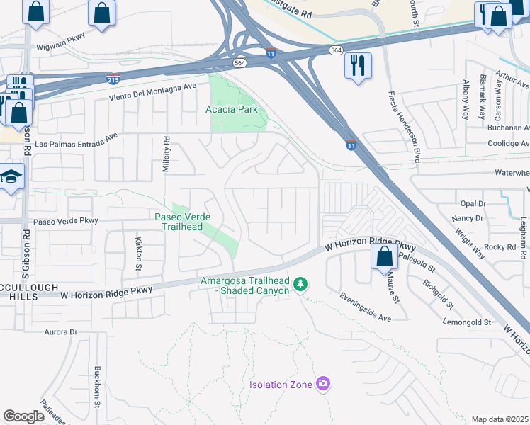 map of restaurants, bars, coffee shops, grocery stores, and more near 637 Wind Cave Court in Henderson