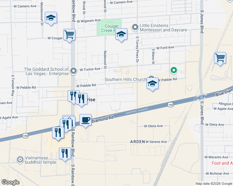 map of restaurants, bars, coffee shops, grocery stores, and more near 6618 Tangled Vines Avenue in Las Vegas