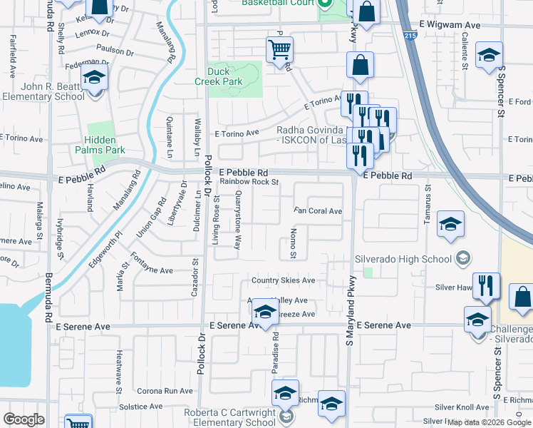map of restaurants, bars, coffee shops, grocery stores, and more near 980 Sandy Shale Street in Las Vegas