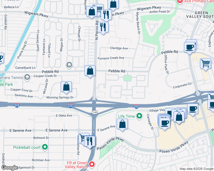 map of restaurants, bars, coffee shops, grocery stores, and more near 28 Avenida Arenas in Henderson