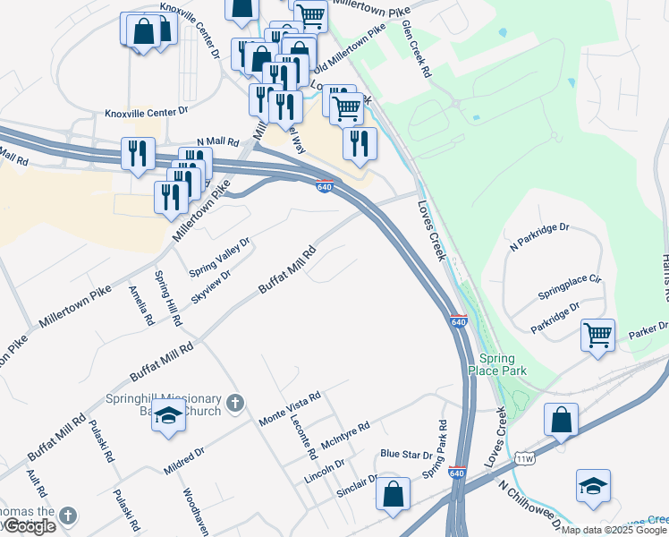 map of restaurants, bars, coffee shops, grocery stores, and more near 1977 Locarno Drive in Knoxville