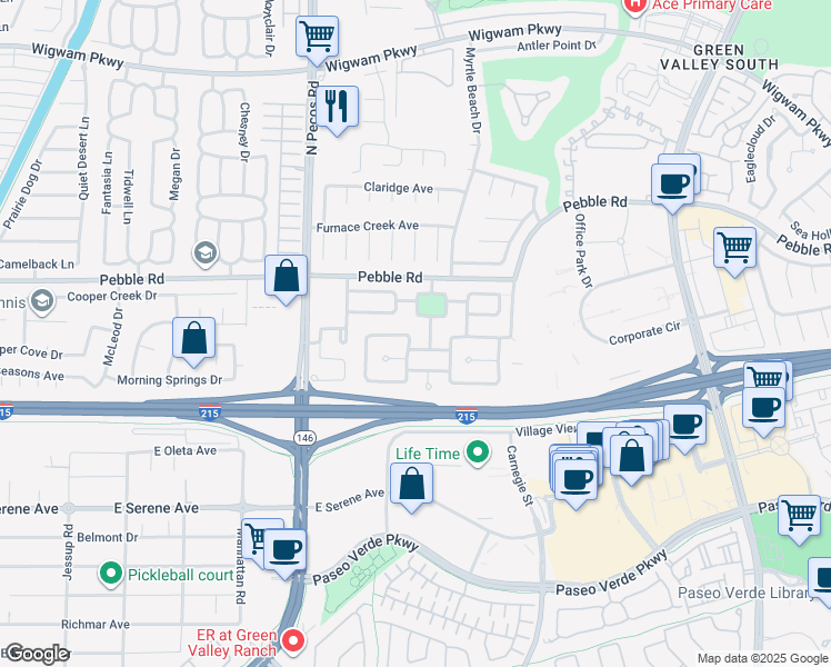 map of restaurants, bars, coffee shops, grocery stores, and more near 20 Avenida Picasso in Henderson