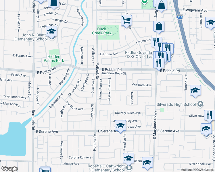 map of restaurants, bars, coffee shops, grocery stores, and more near 875 Wallach Avenue in Las Vegas