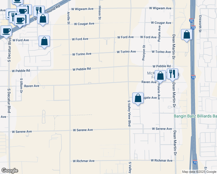 map of restaurants, bars, coffee shops, grocery stores, and more near 4005 Raven Avenue in Las Vegas