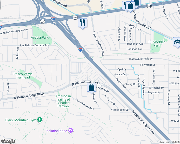 map of restaurants, bars, coffee shops, grocery stores, and more near 540 West Horizon Ridge Parkway in Henderson