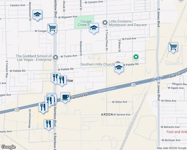 map of restaurants, bars, coffee shops, grocery stores, and more near 6627 Tangled Vines Avenue in Las Vegas