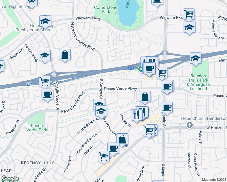 map of restaurants, bars, coffee shops, grocery stores, and more near 1570 Livingston Drive in Henderson