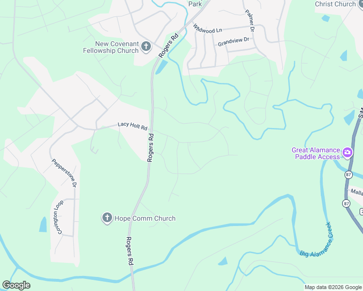 map of restaurants, bars, coffee shops, grocery stores, and more near 2524 Sunfield Drive in Graham