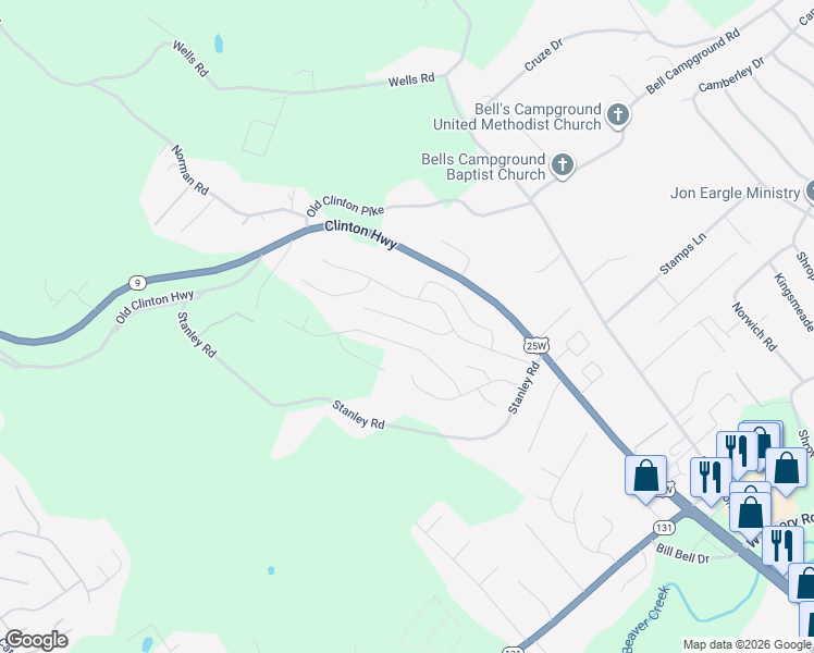 map of restaurants, bars, coffee shops, grocery stores, and more near 7804 Stanley Road in Powell