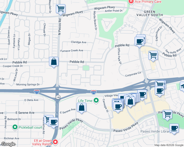 map of restaurants, bars, coffee shops, grocery stores, and more near 2422 Tottingham Road in Henderson