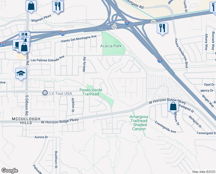 map of restaurants, bars, coffee shops, grocery stores, and more near 124 Mammoth Pools Court in Henderson