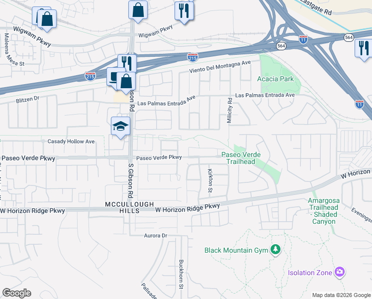 map of restaurants, bars, coffee shops, grocery stores, and more near 116 Ullapool Court in Henderson