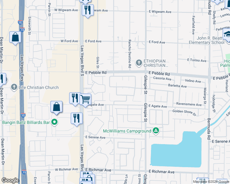 map of restaurants, bars, coffee shops, grocery stores, and more near 123 Wishing Rock Way in Las Vegas