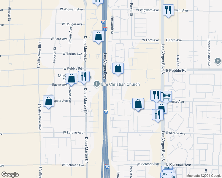 map of restaurants, bars, coffee shops, grocery stores, and more near 9025 Purple Leaf Street in Las Vegas