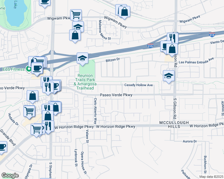 map of restaurants, bars, coffee shops, grocery stores, and more near 54 Desert Castle Court in Henderson