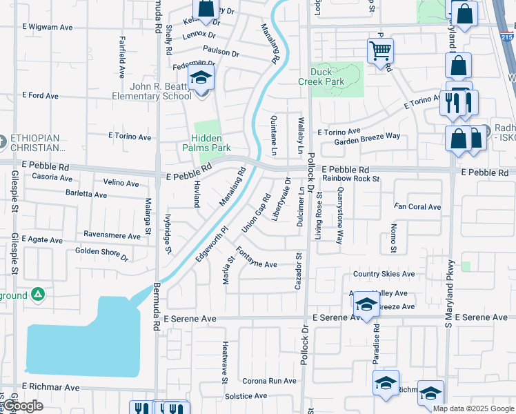 map of restaurants, bars, coffee shops, grocery stores, and more near 9011 Union Gap Road in Las Vegas