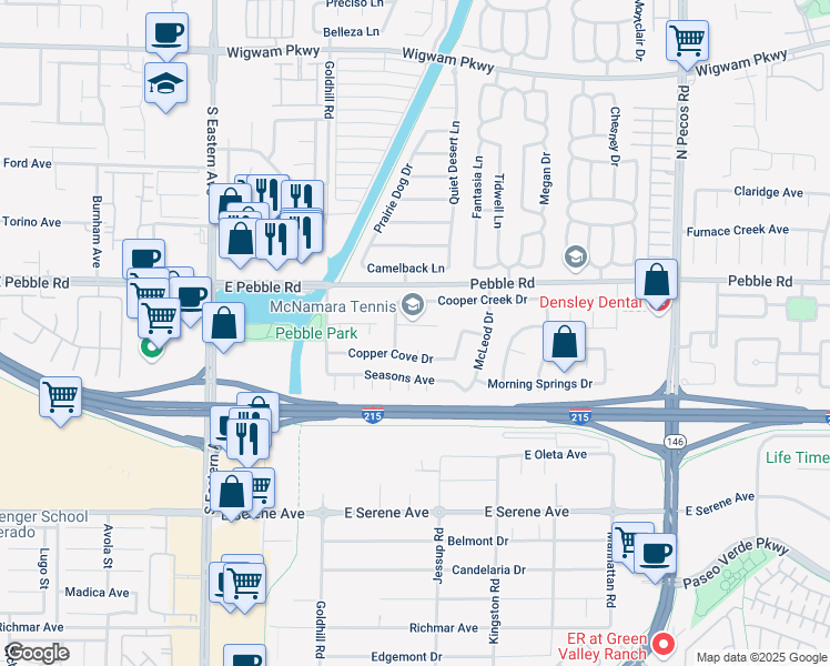map of restaurants, bars, coffee shops, grocery stores, and more near 9030 Firebrand Court in Henderson