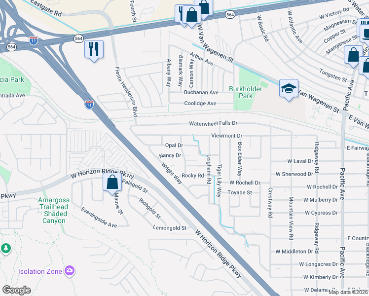 map of restaurants, bars, coffee shops, grocery stores, and more near 431 Opal Drive in Henderson