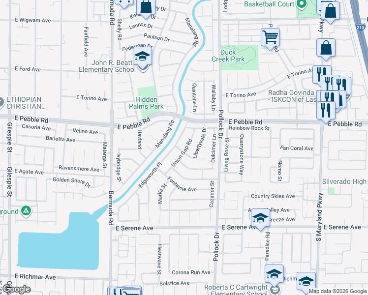 map of restaurants, bars, coffee shops, grocery stores, and more near 688 Gull Point Avenue in Las Vegas
