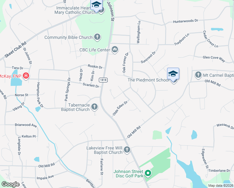 map of restaurants, bars, coffee shops, grocery stores, and more near 1421 Wisteria Court in High Point