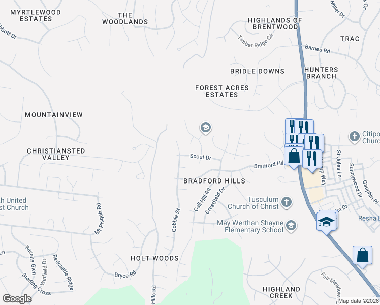 map of restaurants, bars, coffee shops, grocery stores, and more near 609 Cobble Court in Nashville