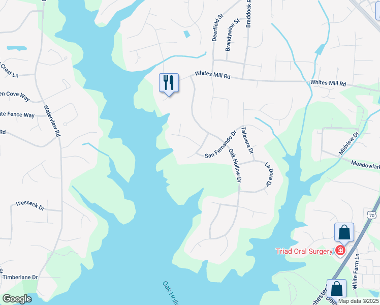 map of restaurants, bars, coffee shops, grocery stores, and more near 4305 La Vera Street in High Point