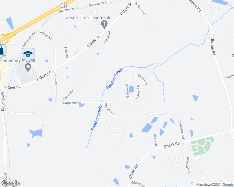 map of restaurants, bars, coffee shops, grocery stores, and more near 2610 Mortise Court in Durham