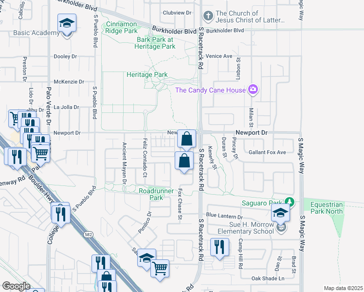 map of restaurants, bars, coffee shops, grocery stores, and more near 536 Albacate Street in Henderson