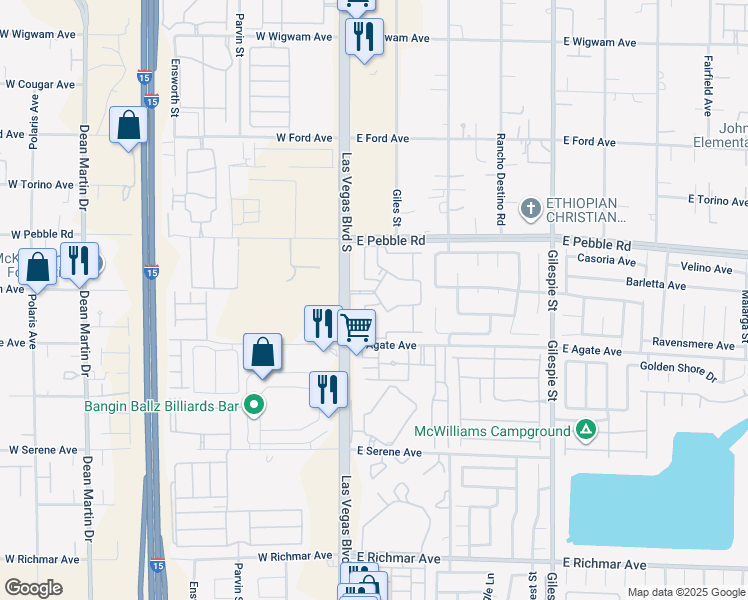 map of restaurants, bars, coffee shops, grocery stores, and more near 9000 South Las Vegas Boulevard in Las Vegas