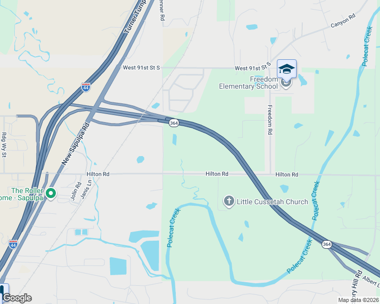 map of restaurants, bars, coffee shops, grocery stores, and more near 7336 East Hilton Road in Tulsa