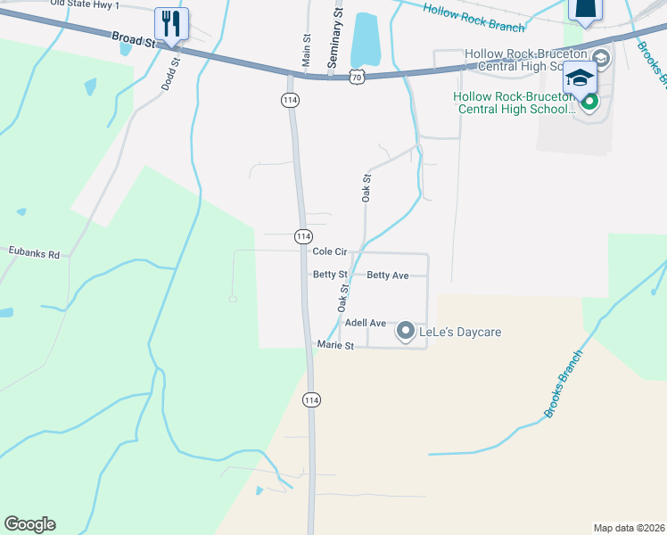 map of restaurants, bars, coffee shops, grocery stores, and more near 95 Cole Cir in Hollow Rock