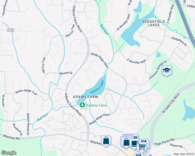 map of restaurants, bars, coffee shops, grocery stores, and more near 5308 Coveview Court in Greensboro