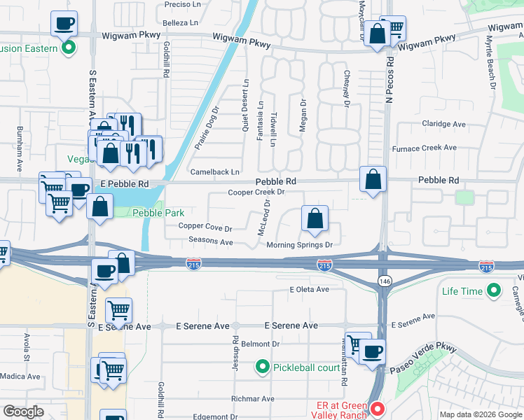 map of restaurants, bars, coffee shops, grocery stores, and more near 8985 McLeod Drive in Henderson