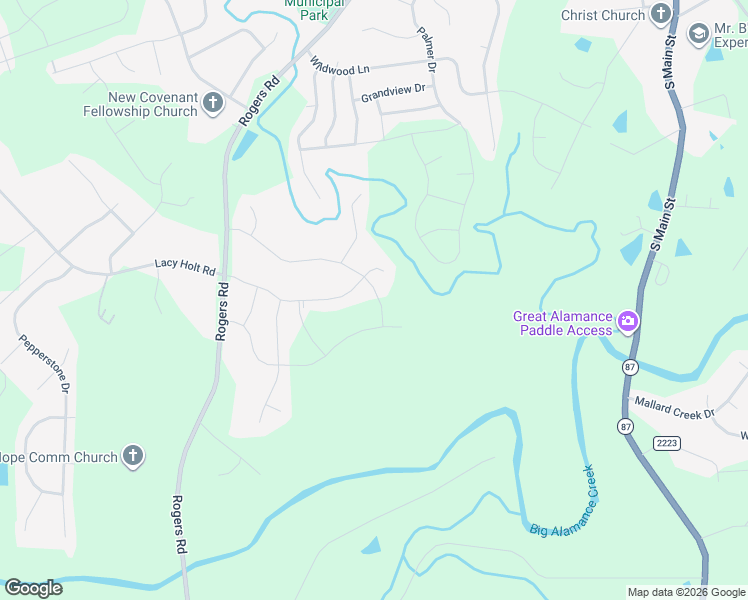 map of restaurants, bars, coffee shops, grocery stores, and more near 528 Little Creek Drive in Graham