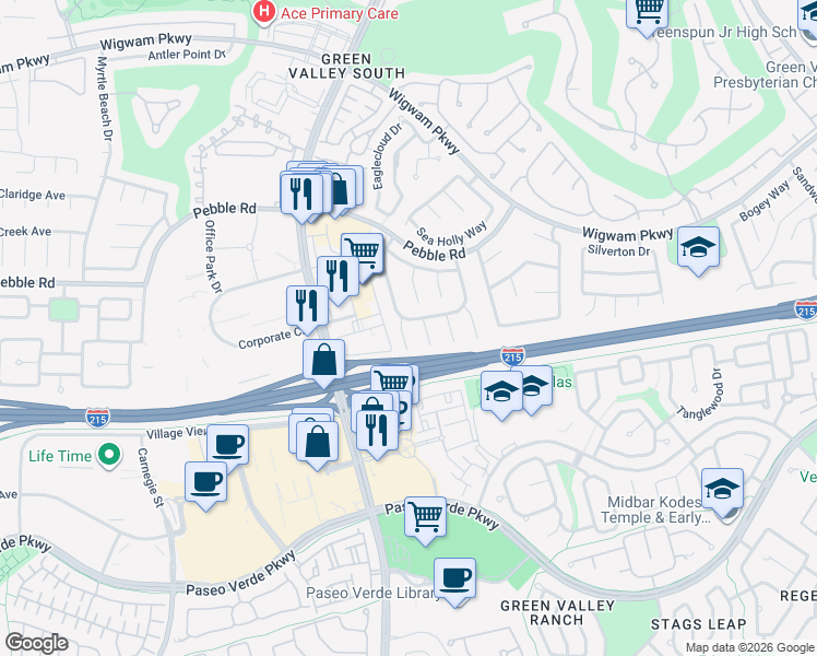 map of restaurants, bars, coffee shops, grocery stores, and more near 20 Lantern Glow in Henderson