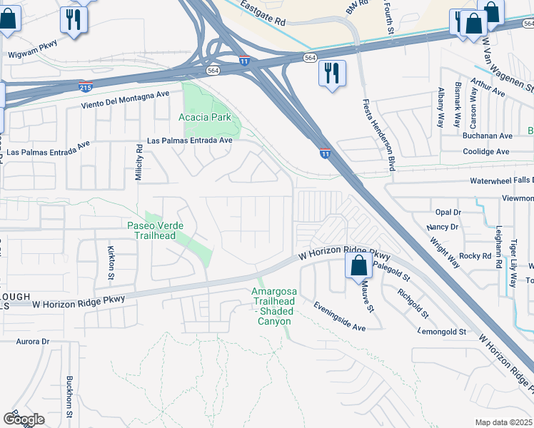 map of restaurants, bars, coffee shops, grocery stores, and more near 173 Carlsbad Caverns Street in Henderson