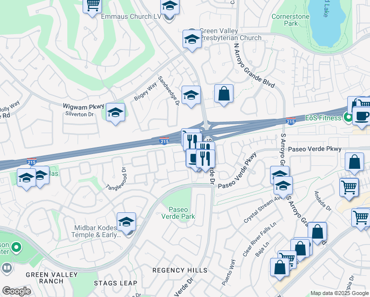 map of restaurants, bars, coffee shops, grocery stores, and more near 1841 Poetic Valley Circle in Henderson