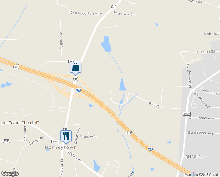 map of restaurants, bars, coffee shops, grocery stores, and more near 699 Joyce Circle in High Point