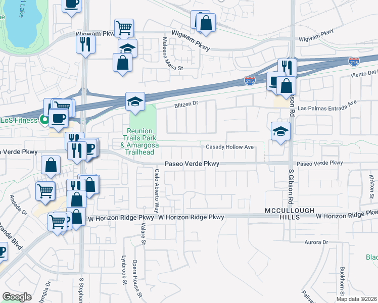 map of restaurants, bars, coffee shops, grocery stores, and more near 53 Hidden Mesa Court in Henderson