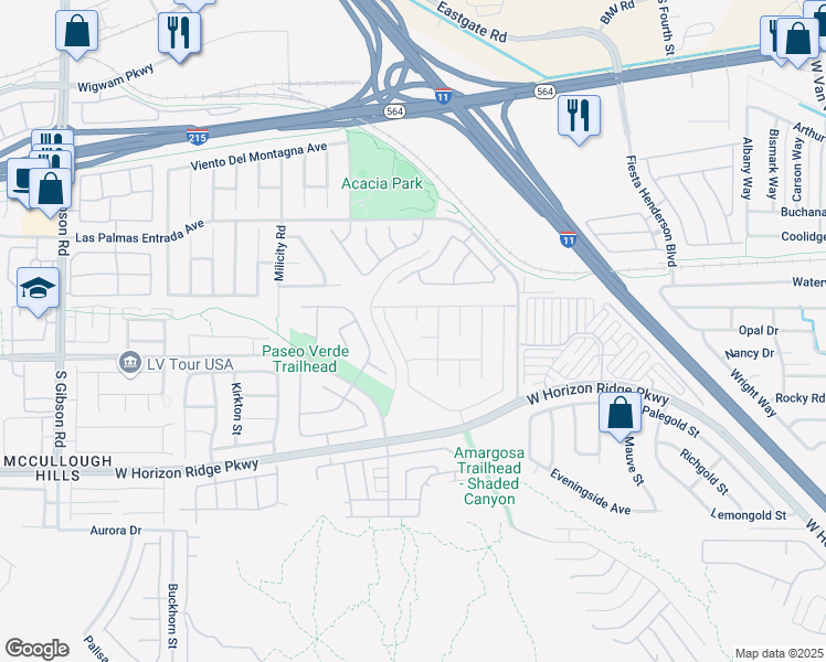 map of restaurants, bars, coffee shops, grocery stores, and more near 164 Arches Court in Henderson