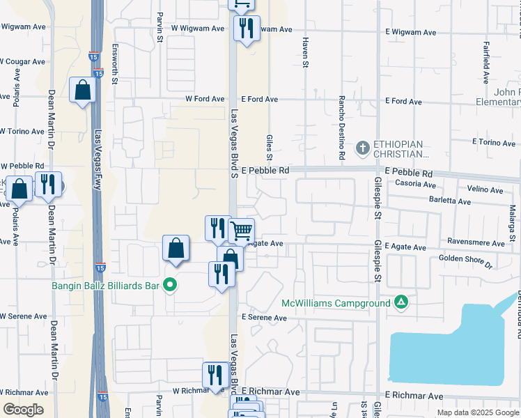 map of restaurants, bars, coffee shops, grocery stores, and more near 9000 South Las Vegas Boulevard in Las Vegas