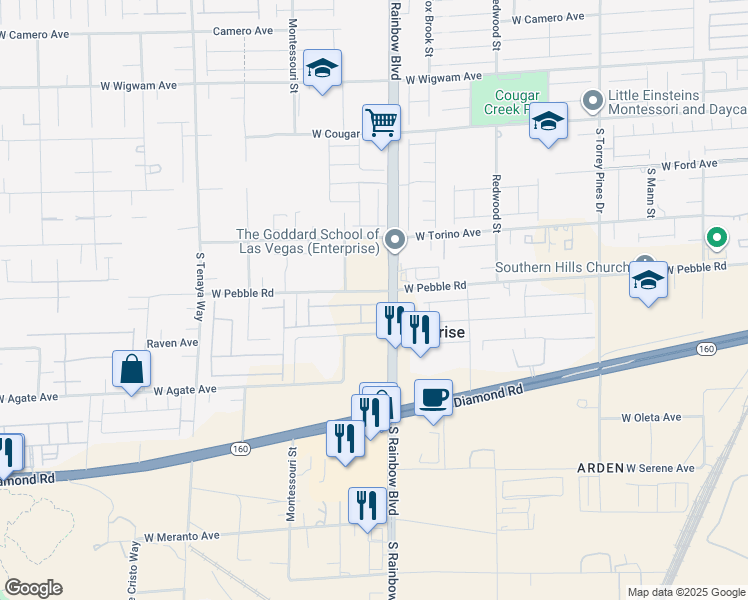 map of restaurants, bars, coffee shops, grocery stores, and more near 6930 Dandelion Park Avenue in Las Vegas