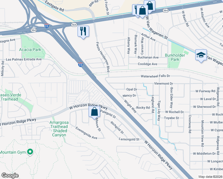 map of restaurants, bars, coffee shops, grocery stores, and more near 441 Viewmont Drive in Henderson
