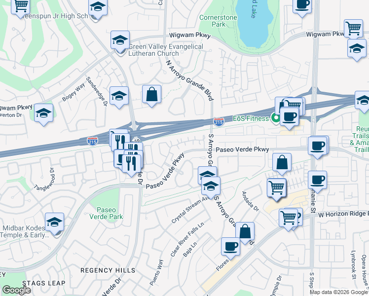 map of restaurants, bars, coffee shops, grocery stores, and more near 1747 Franklin Chase Terrace in Henderson