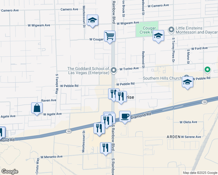 map of restaurants, bars, coffee shops, grocery stores, and more near 6918 Dandelion Park Avenue in Las Vegas