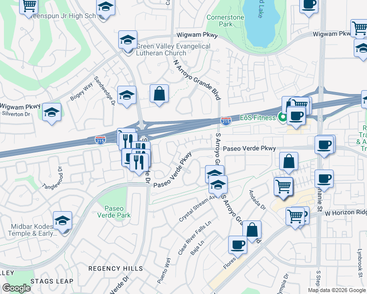 map of restaurants, bars, coffee shops, grocery stores, and more near 1767 Franklin Chase Terrace in Henderson