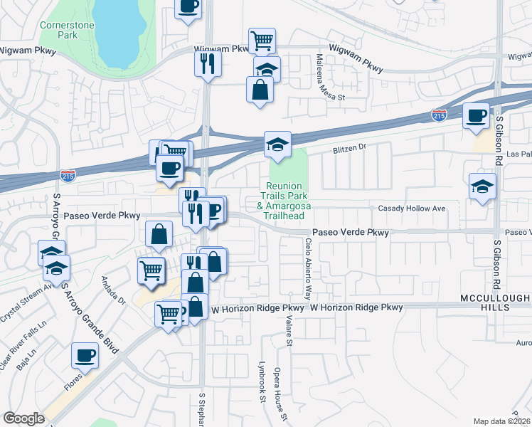 map of restaurants, bars, coffee shops, grocery stores, and more near 51 Morning Mimosa Court in Henderson