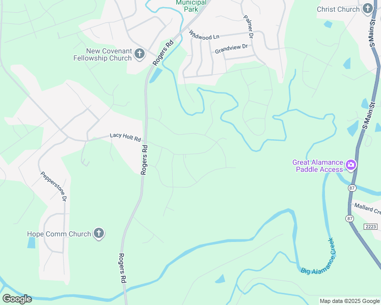 map of restaurants, bars, coffee shops, grocery stores, and more near 2401 Kress Drive in Graham