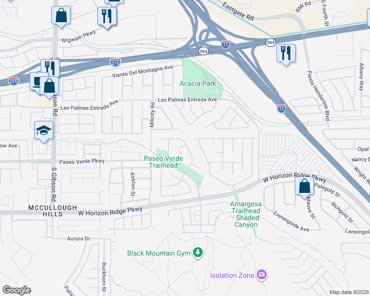 map of restaurants, bars, coffee shops, grocery stores, and more near 668 Pacific Cascades Drive in Henderson